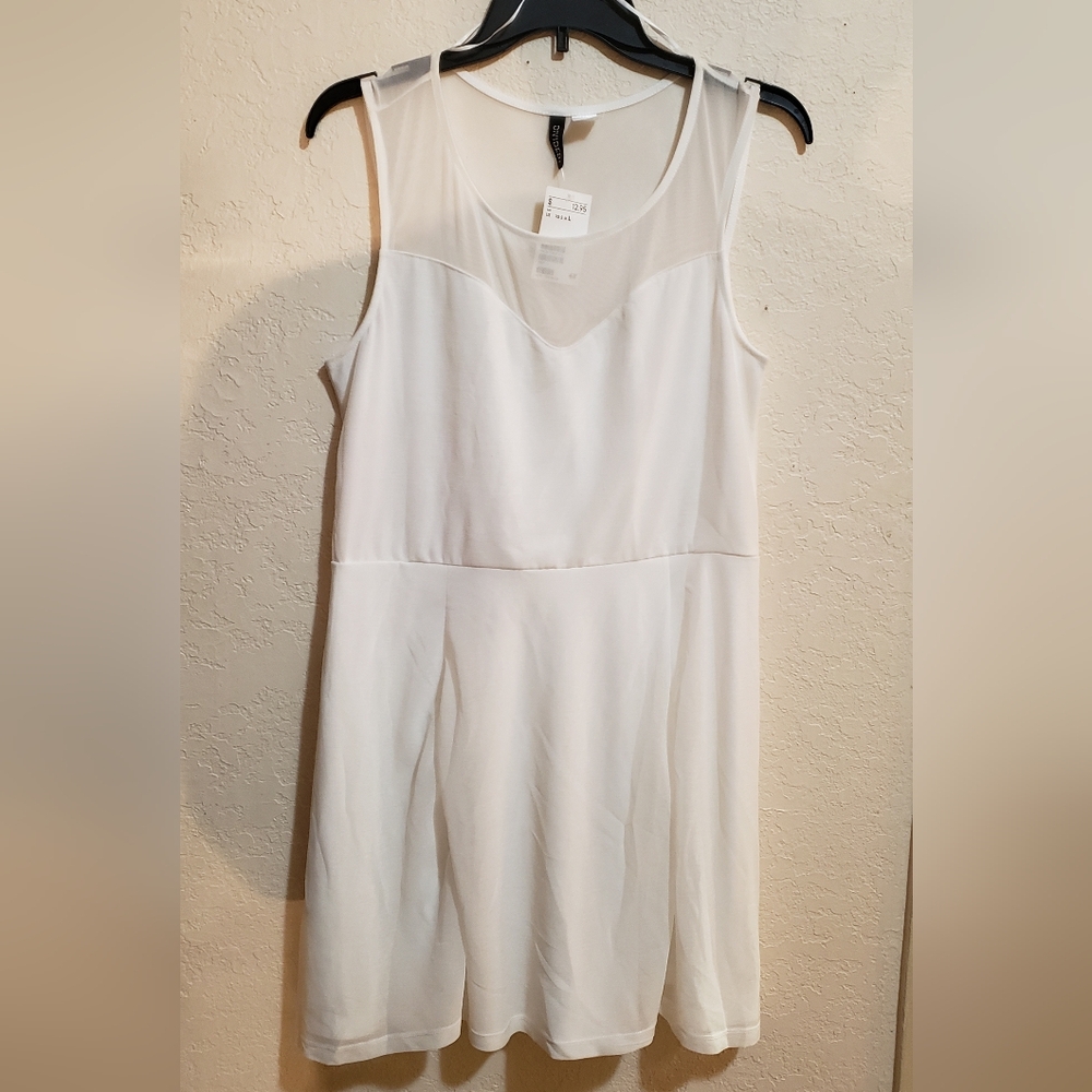 Shear neck line white dress dress